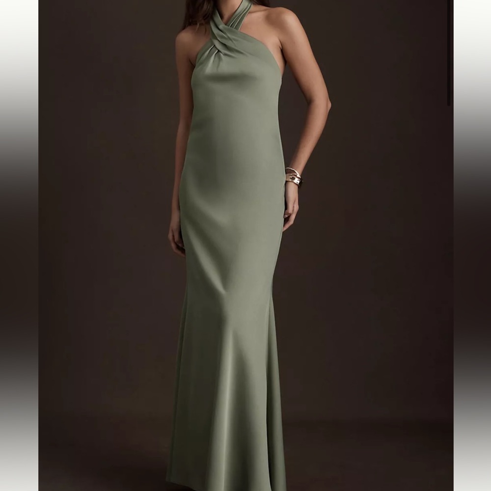 Bhldn Ruby Twist Halter Satin Gown - image 1